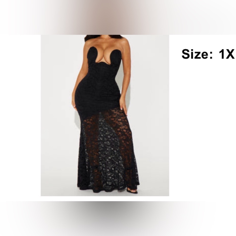 Fashion Nova Strapless Black Lace Dress